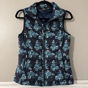 The North Face 550 Goose Down Women’s Puffer Vest Navy Floral Jacket Size XS
